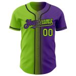 Personalized Purple Neon Green-Black Authentic Gradient Fashion Baseball Jersey Team Custom Name and Number