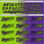 Personalized Purple Neon Green-Black Bomber Full-Snap Varsity Letterman Gradient Fashion Jacket Team Custom Name and Number