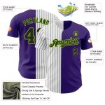 Personalized Purple Neon Green-Black Pinstripe Authentic Split Fashion Baseball Jersey Team Custom Name and Number