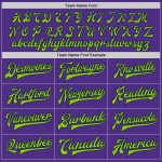 Personalized Purple Neon Green-Navy Bomber Full-Snap Varsity Letterman Jacket Team Custom Name and Number