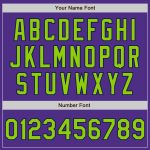 Personalized Purple Neon Green-Navy Bomber Full-Snap Varsity Letterman Jacket Team Custom Name and Number