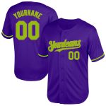Personalized Purple Neon Green-Old Gold Mesh Authentic Throwback Baseball Jersey Team Custom Name and Number