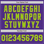 Personalized Purple Neon Green Pinstripe Old Gold Two-Button Unisex Softball Jersey Team Custom Name and Number
