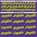 Personalized Purple Neon Green Pinstripe Old Gold Two-Button Unisex Softball Jersey Team Custom Name and Number