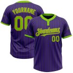 Personalized Purple Neon Green Pinstripe Old Gold Two-Button Unisex Softball Jersey Team Custom Name and Number