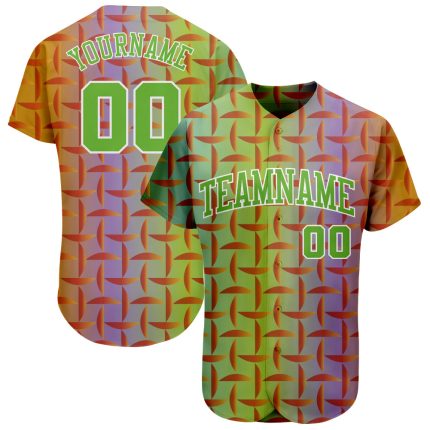 Personalized Purple Neon Green-White 3D Pattern Design Authentic Baseball Jersey Team Custom Name and Number