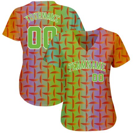 Personalized Purple Neon Green-White 3D Pattern Design Authentic Baseball Jersey Team Custom Name and Number
