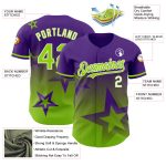 Personalized Purple Neon Green-White 3D Pattern Design Gradient Style Twinkle Star Authentic Baseball Jersey Team Custom Name and Number