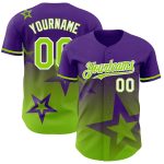 Personalized Purple Neon Green-White 3D Pattern Design Gradient Style Twinkle Star Authentic Baseball Jersey Team Custom Name and Number