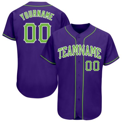 Personalized Purple Neon Green-White Authentic Baseball Jersey