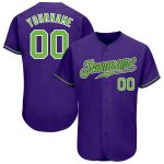 Personalized Purple Neon Green-White Authentic Baseball Jersey Team Custom Name and Number