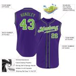 Personalized Purple Neon Green-White Authentic Sleeveless Baseball Jersey Team Custom Name and Number