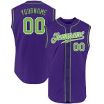 Personalized Purple Neon Green-White Authentic Sleeveless Baseball Jersey Team Custom Name and Number