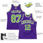 Personalized Purple Neon Green-White Authentic Throwback Basketball Jersey Team Custom Name and Number