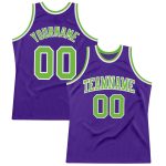 Personalized Purple Neon Green-White Authentic Throwback Basketball Jersey Team Custom Name and Number