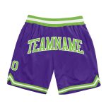 Personalized Purple Neon Green-White Authentic Throwback Basketball Shorts Team Custom Name and Number