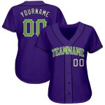 Personalized Purple Neon Green White-Black Authentic Baseball Jersey Team Custom Name and Number