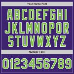 Personalized Purple Neon Green-White Bomber Full-Snap Varsity Letterman Jacket Team Custom Name and Number