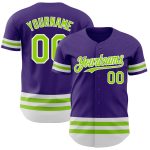 Personalized Purple Neon Green-White Line Authentic Baseball Jersey Team Custom Name and Number