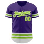 Personalized Purple Neon Green-White Line Authentic Baseball Jersey Team Custom Name and Number
