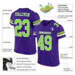 Personalized Purple Neon Green-White Mesh Authentic Football Jersey Team Custom Name and Number