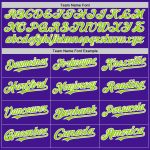 Personalized Purple Neon Green-White Mesh Authentic Throwback Baseball Jersey Team Custom Name and Number