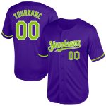 Personalized Purple Neon Green-White Mesh Authentic Throwback Baseball Jersey Team Custom Name and Number