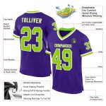 Personalized Purple Neon Green-White Mesh Authentic Throwback Football Jersey Team Custom Name and Number