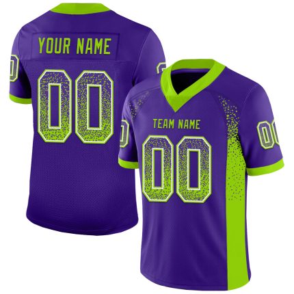 Personalized Purple Neon Green-White Mesh Drift Fashion Football Jersey Team Custom Name and Number