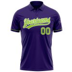 Personalized Purple Neon Green-White Performance Vapor Golf Polo Shirt Team Custom Name and Number