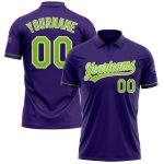 Personalized Purple Neon Green-White Performance Vapor Golf Polo Shirt Team Custom Name and Number