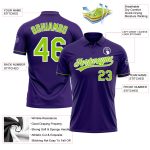 Personalized Purple Neon Green-White Performance Vapor Golf Polo Shirt Team Custom Name and Number
