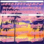 Personalized Purple Neon Pink-White 3D Pattern Design Hawaii Palm Trees And Beach Sunrise Authentic Baseball Jersey Team Custom Name and Number