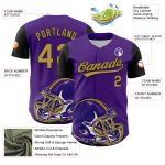 Personalized Purple Old Gold-Black 3D Pattern Design Football Helmet Authentic Baseball Jersey Team Custom Name and Number
