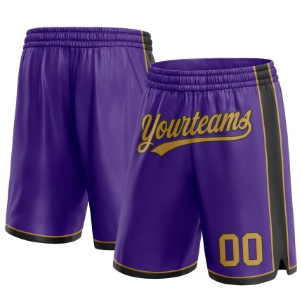 Personalized Purple Old Gold-Black Authentic Basketball Shorts Team Custom Name and Number