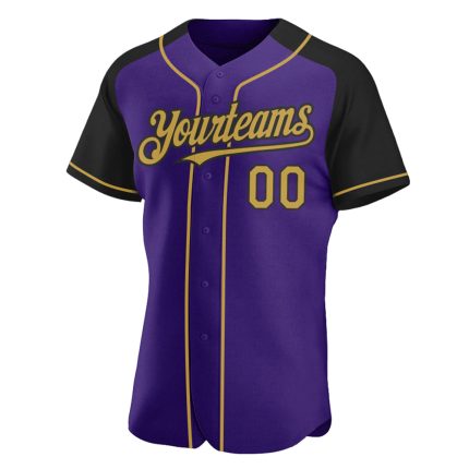 Personalized Purple Old Gold-Black Authentic Raglan Sleeves Baseball Jersey Team Custom Name and Number