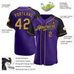 Personalized Purple Old Gold-Black Authentic Raglan Sleeves Baseball Jersey Team Custom Name and Number