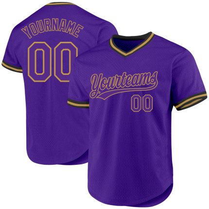 Personalized Purple Old Gold-Black Authentic Throwback Baseball Jersey