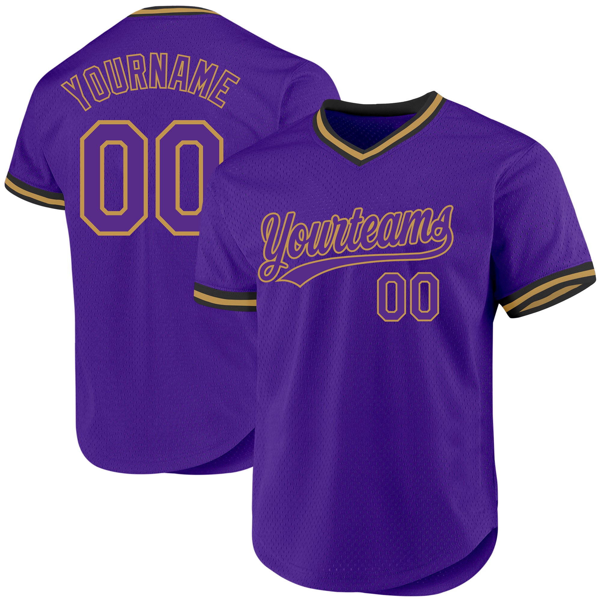 Personalized Purple Old Gold-Black Authentic Throwback Baseball Jersey
