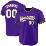 Personalized Purple Old Gold-Black Authentic Throwback Baseball Jersey Team Custom Name and Number
