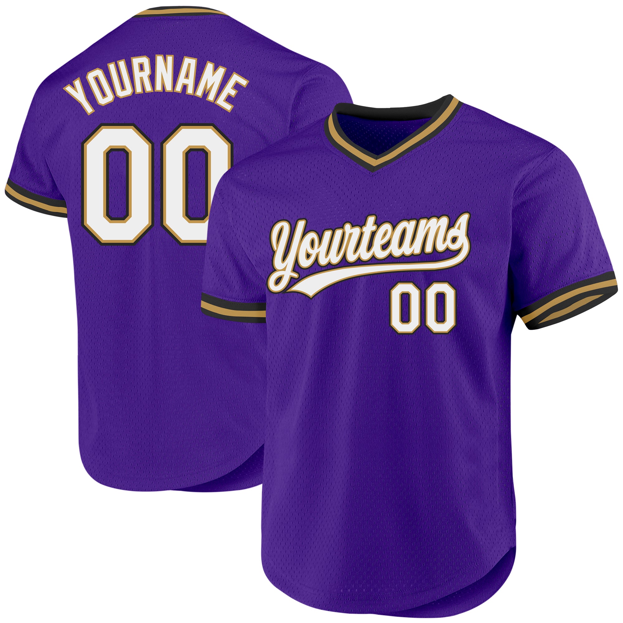 Personalized Purple Old Gold-Black Authentic Throwback Baseball Jersey Team Custom Name and Number