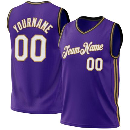 Personalized Purple Old Gold-Black Authentic Throwback Basketball Jersey