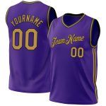 Personalized Purple Old Gold-Black Authentic Throwback Basketball Jersey Team Custom Name and Number