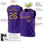 Personalized Purple Old Gold-Black Authentic Throwback Basketball Jersey Team Custom Name and Number