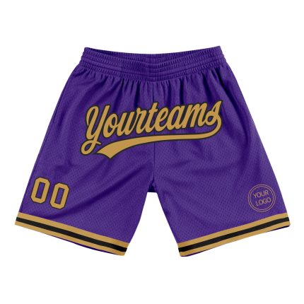 Personalized Purple Old Gold-Black Authentic Throwback Basketball Shorts Team Custom Name and Number
