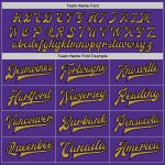 Personalized Purple Old Gold-Black Bomber Full-Snap Varsity Letterman Jacket Team Custom Name and Number