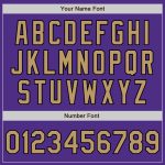 Personalized Purple Old Gold-Black Bomber Full-Snap Varsity Letterman Two Tone Jacket Team Custom Name and Number