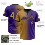 Personalized Purple Old Gold-Black Gradient Fashion Two-Button Unisex Softball Jersey Team Custom Name and Number