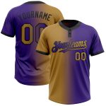 Personalized Purple Old Gold-Black Gradient Fashion Two-Button Unisex Softball Jersey Team Custom Name and Number