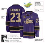 Personalized Purple Old Gold-Black Hockey Jersey Team Custom Name and Number